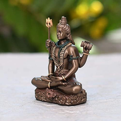 Collectible India Lord Shiva Idol Shiv Padmasana Sitting Statue | Gift Item for Home Family and Friends (3.1 Inches)