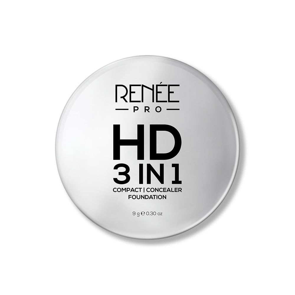 RENEE PRO HD 3 In 1 Compact,Concealer, Foundation - Gres, SPF 20, Matte Finish, High Coverage, Ultralight & Silky Smooth Finish, Enriched With Vitamin E, C & Aloe Vera - 9 Gm