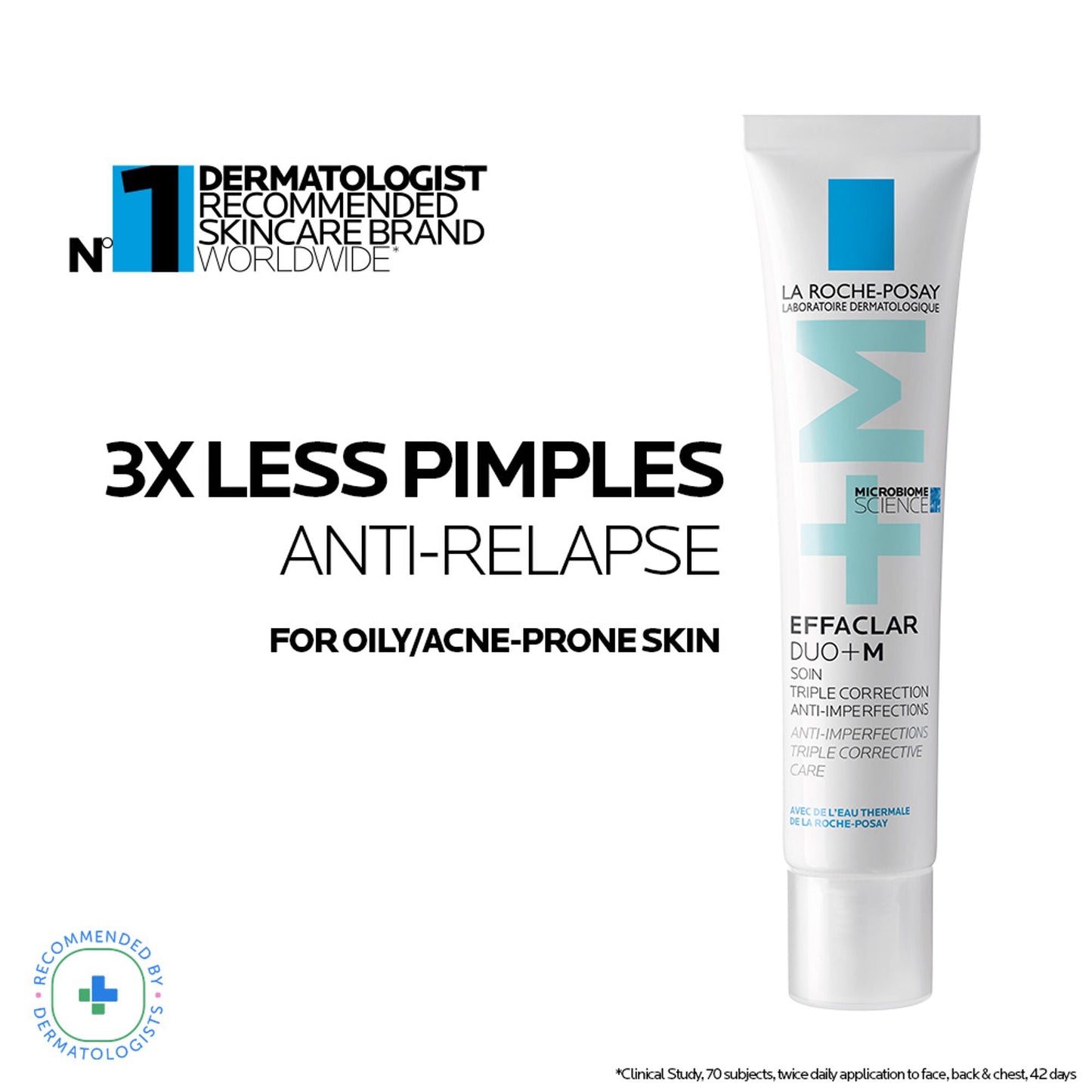 La Roche-Posay Effaclar Duo+M Gel with Salicylic acid, Anti-Acne Moisturiser for Acne-Prone Skin