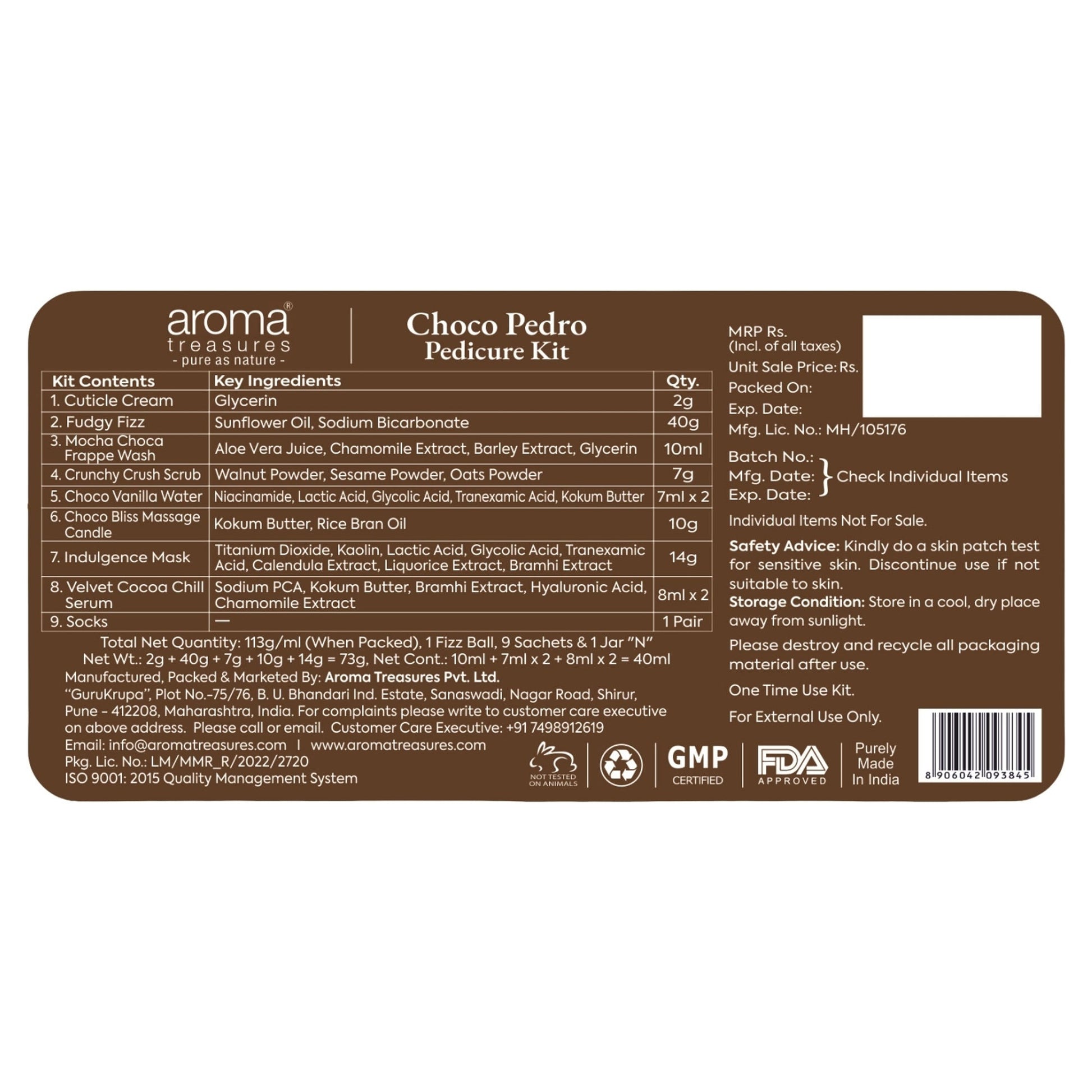 Aroma Treasures Choco Pedro Chocolate Pedicure Kit