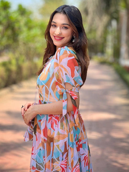 Rainbow Abstract Printed Dress