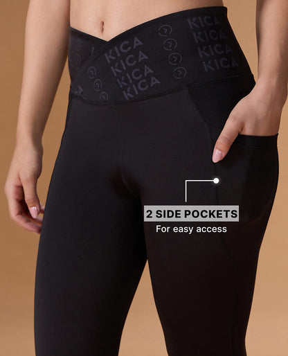 Mid Rise Criss Cross Leggings Black