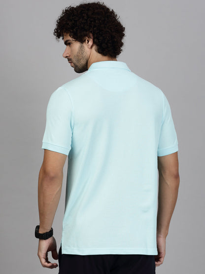 Men's Cotton Rich Pique Polo Aqua Marine Blue