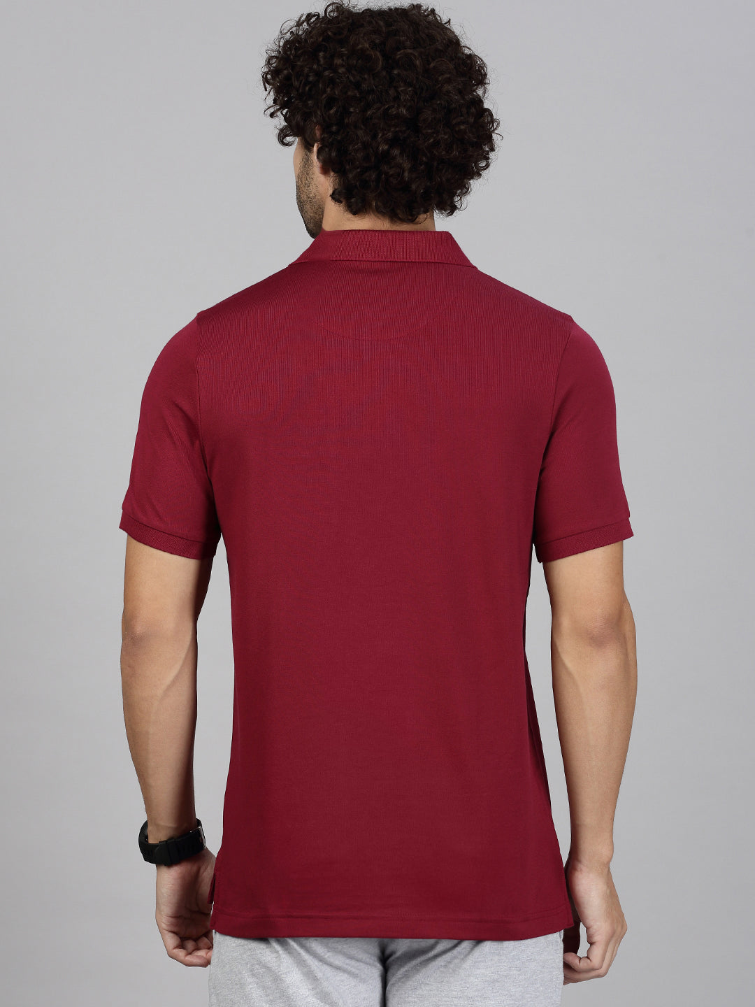 Men's Cotton Rich Pique Polo Maroon