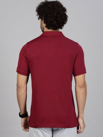 Men's Cotton Rich Pique Polo Maroon