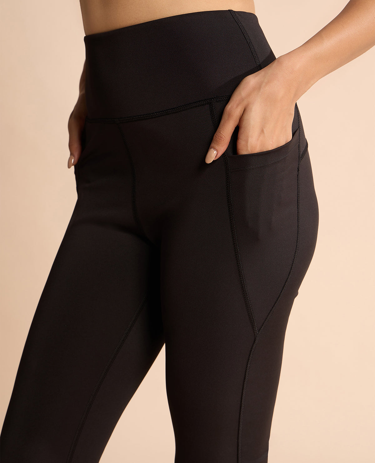 Women Stretchable Long Length Flared Pants Black