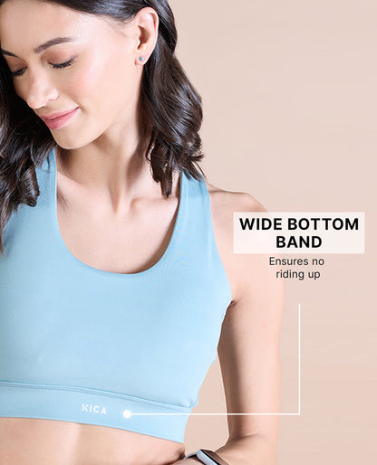 Strappy Mid-Impact Sports Bra with Removable Pads Sky