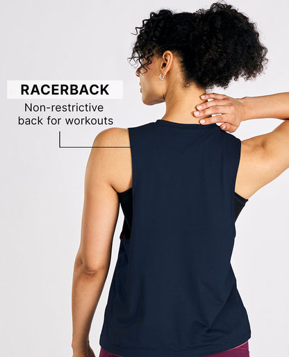 Reversible 2 Color Active Tank Top Navy Blue