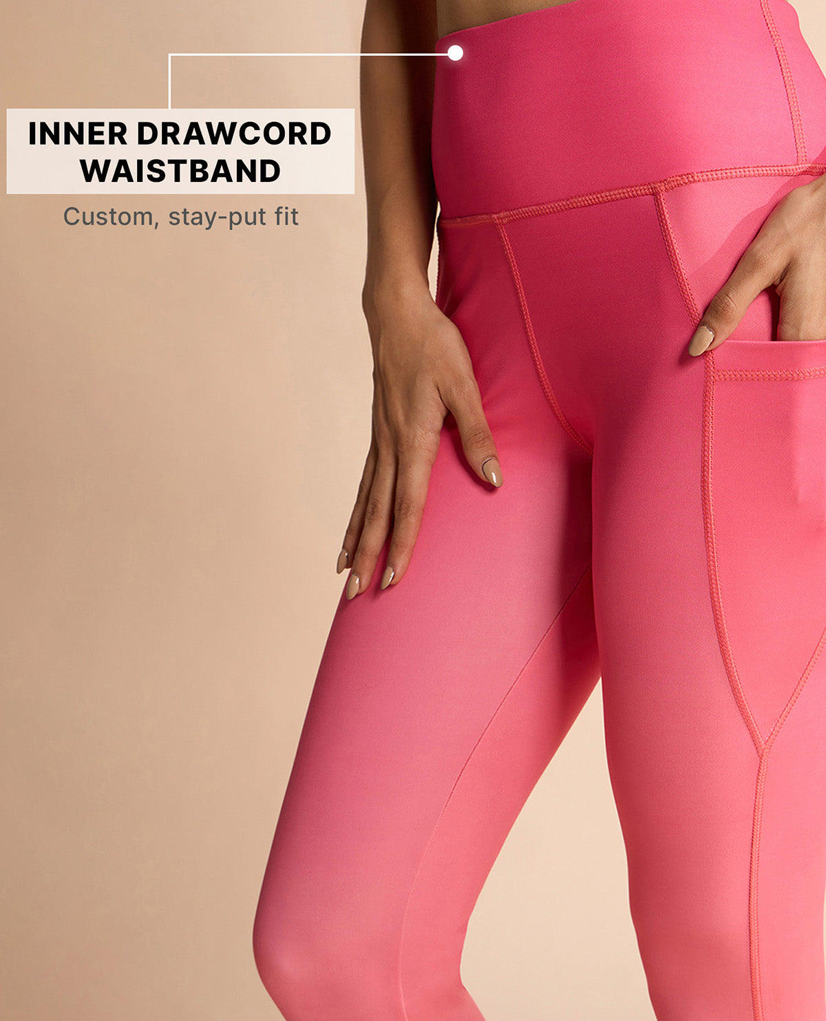 High Waisted Stretchable Leggings OmbrePink