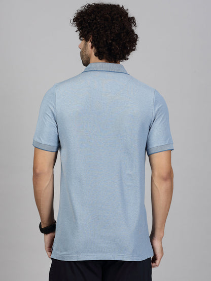 Men's Cotton Rich Pique Polo Denim Blue