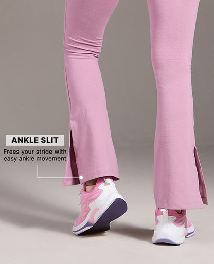 Kica Criss Cross Cotton Flare Comfort Pants Pink