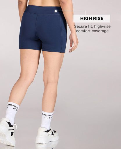 Kica High-Waisted Workout Booty Shorts Navy Blue