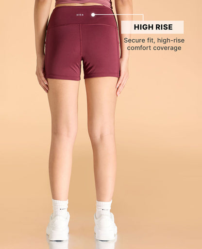 Kica High-Waisted Workout Booty Shorts Plum