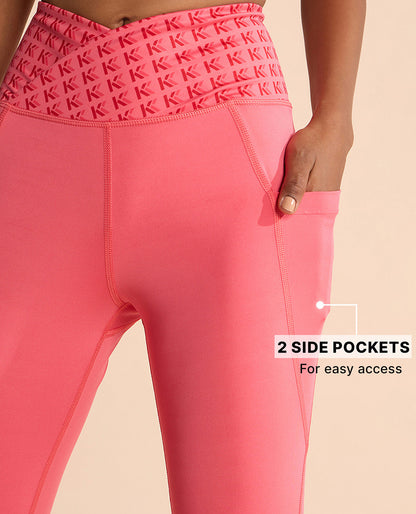 Women Cross Waist Mid Rise Leggings Apple