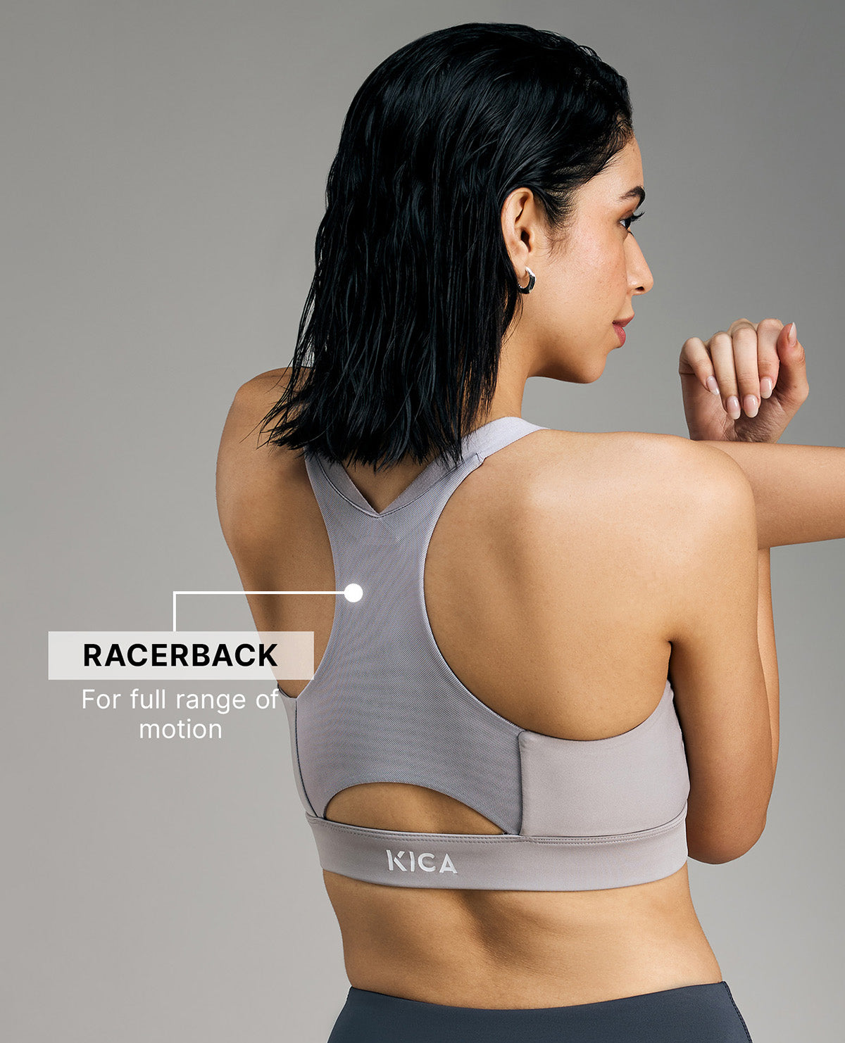 Kica Front Zip Sports Bra with Removable Pads Grey