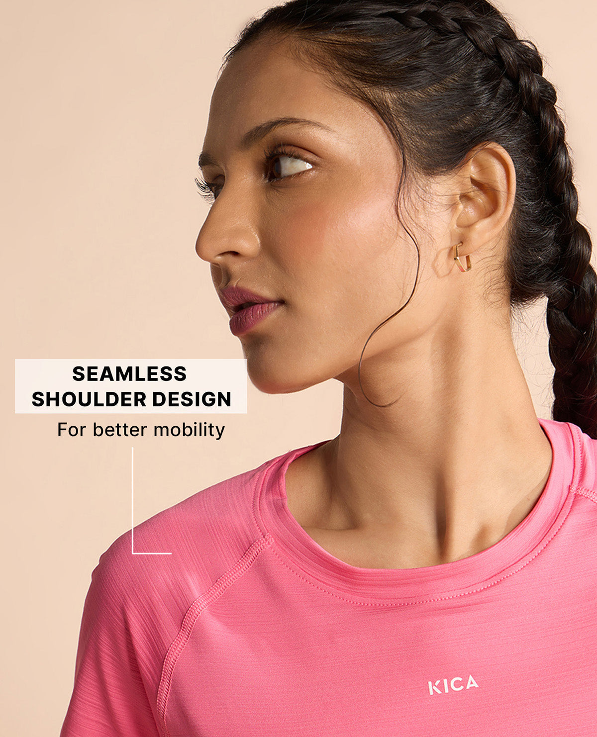 Kica Regular Fit Active Top in Dry Fit Fabric Pink