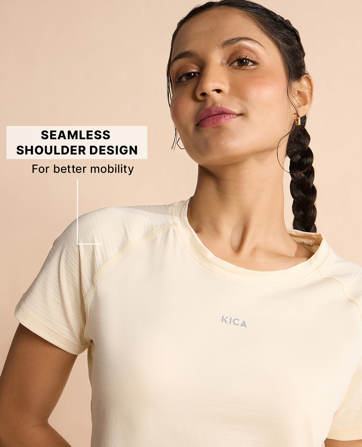 Kica Regular Fit Active Top in Dry Fit Fabric Off White