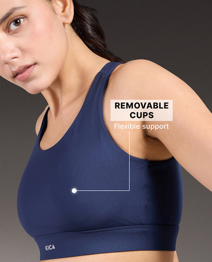 Luxe Crostini Full Coverage And High-Impact Sports Bra Navy Blue