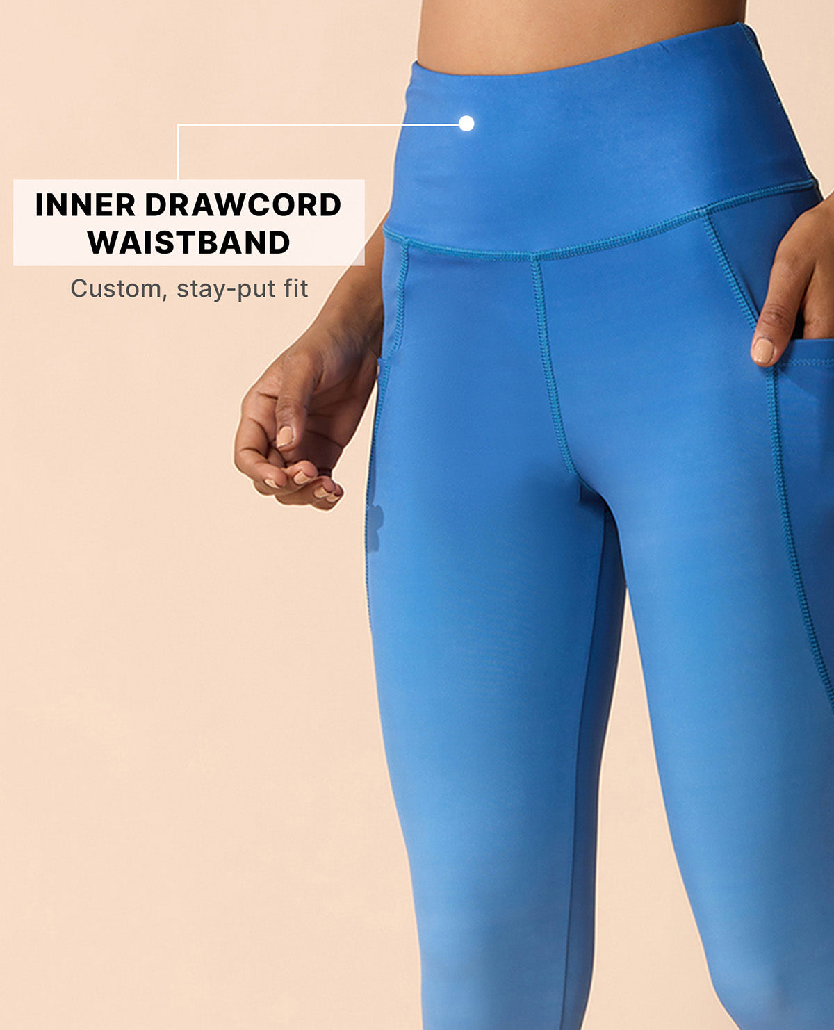 High Waisted Stretchable Leggings Ombre Blue