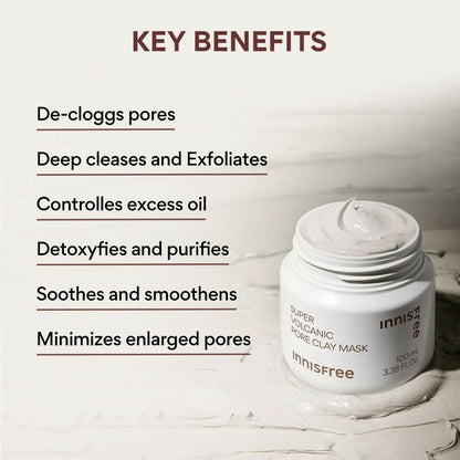 Innisfree Super Volcanic Pore Clay Mask 2X & Green Tea Foam Cleanser Combo