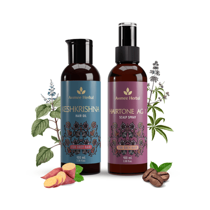 Avimee Herbal Anti Grey Kit - Hair Oil And Scalp Spray - Fights Grey Hair