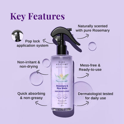 Rosemary Rice Water Hair Spray for Growth & Shine 200ml