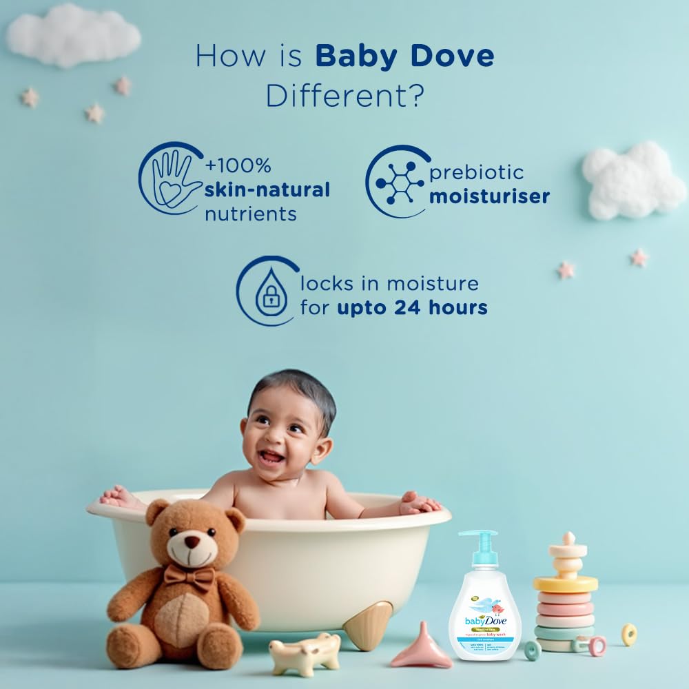 Baby Dove Rich Moisture Baby Care Gift Set – Head to Toe Wash, Hypoallergenic Shampoo, Lotion & Baby Soap Bar | Sensitive Skin Formula | 4 Items | 675 g