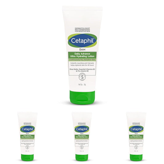 Cetaphil Daily Advance Ultra Hydrating Lotion For Dry/Sensitive Skin, Long Lasting Moisturizer For Face & Body, Multi, 100 G
