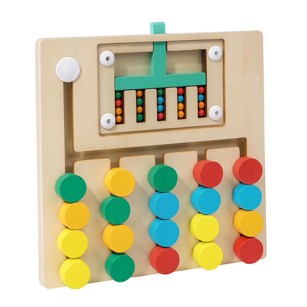 Toytopia Wooden Marble Run Educational Toy, Colorful Sorting Board with Sliding Beads, Interactive Learning Game for Kids