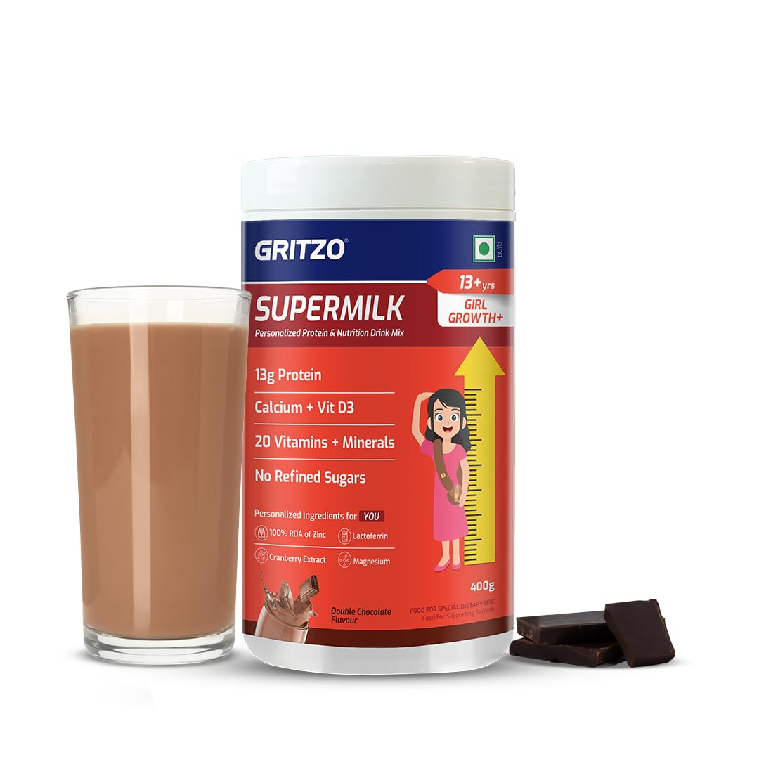Gritzo Supermilk Height+ Health Drink For 13+Y Girls - Double Chocolate