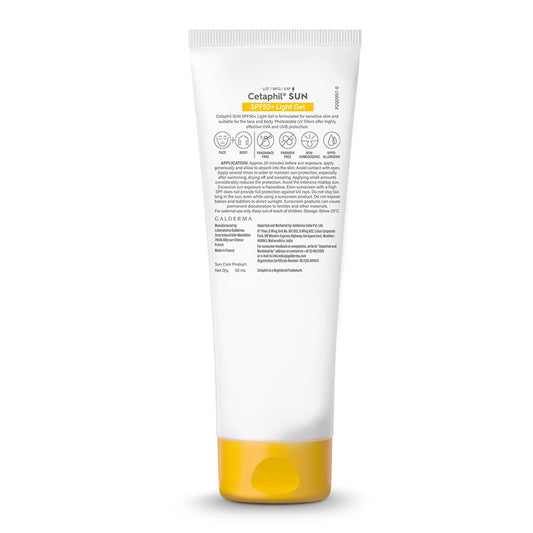 Cetaphil Sun SPF 50 Sunscreen For Combination Skin Type, Very High Protection Lightweight Gel, Water-resistant, Vitamin E, 50 ml