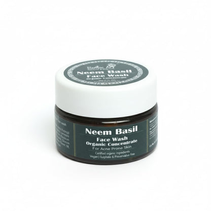 Rustic Art Neem Basil Face Wash Concentrate | Acne & Pimple Control | Deep Cleansing 3X Long Lasting Gel | Organic & Herbal | Sulphate & Paraben Free | Best for Oily & Acne-Prone Skin | 50g