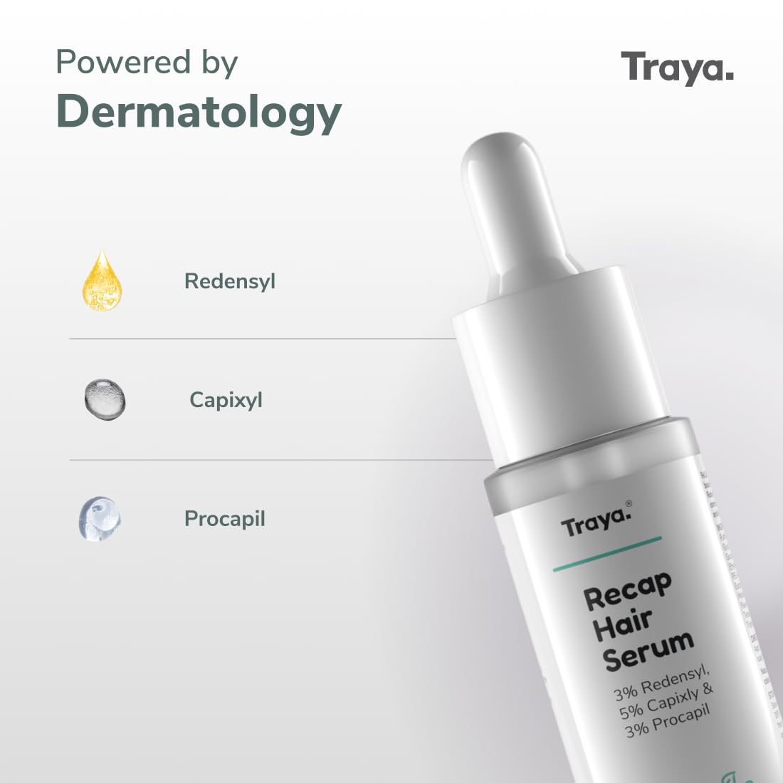 Traya Natural Hair Growth Serum With 3% Redensyl, 5% Capixyl, 3% Procapil For Increasing Hair Thickness, Natural DHT Blocker, For Hair Fall Control & Growth (30Ml)