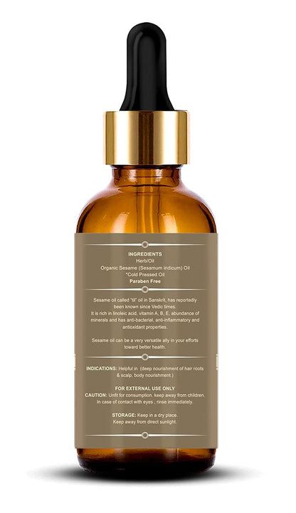 Vokin Biotech Organic Sesame Pure Cold Pressed Oil For Hair, Body, Skin Care, Massage,