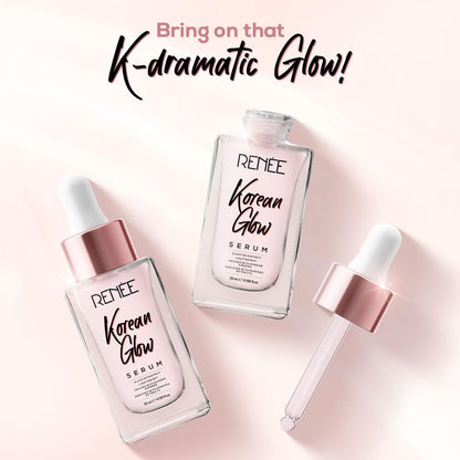 RENEE Korean Glow Serum 15ml, Lightweight, Non Greasy, Hydrates, Smoothens,Plump-up the Skin With Glassy-dewy Shine & Maintain Its Youthful Glow Hyaluronic Acid & Vitamin C