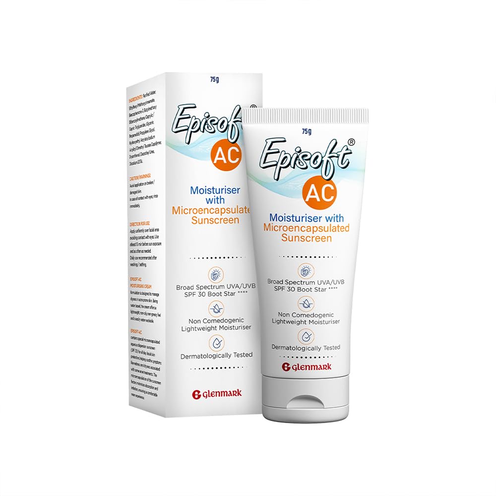 Episoft Ac Lightweight Moisturizer With Microencapsulated Spf 30 Sunscreen|Acne Safe|All Skin Types|Paraben & Fragrance Free|Dermatologist Prescribed|Suitable For Men & Women's|125Gm,1 Count