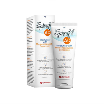 Episoft Ac Lightweight Moisturizer With Microencapsulated Spf 30 Sunscreen|Acne Safe|All Skin Types|Paraben & Fragrance Free|Dermatologist Prescribed|Suitable For Men & Women's|125Gm,1 Count