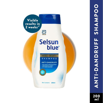 Selsun Blue Regular Care Shampoo for Men and Women with Added Conditioner, Helps Reduce Flaking and Itching, Control Dandruff, 200 ml (Pack of 1)