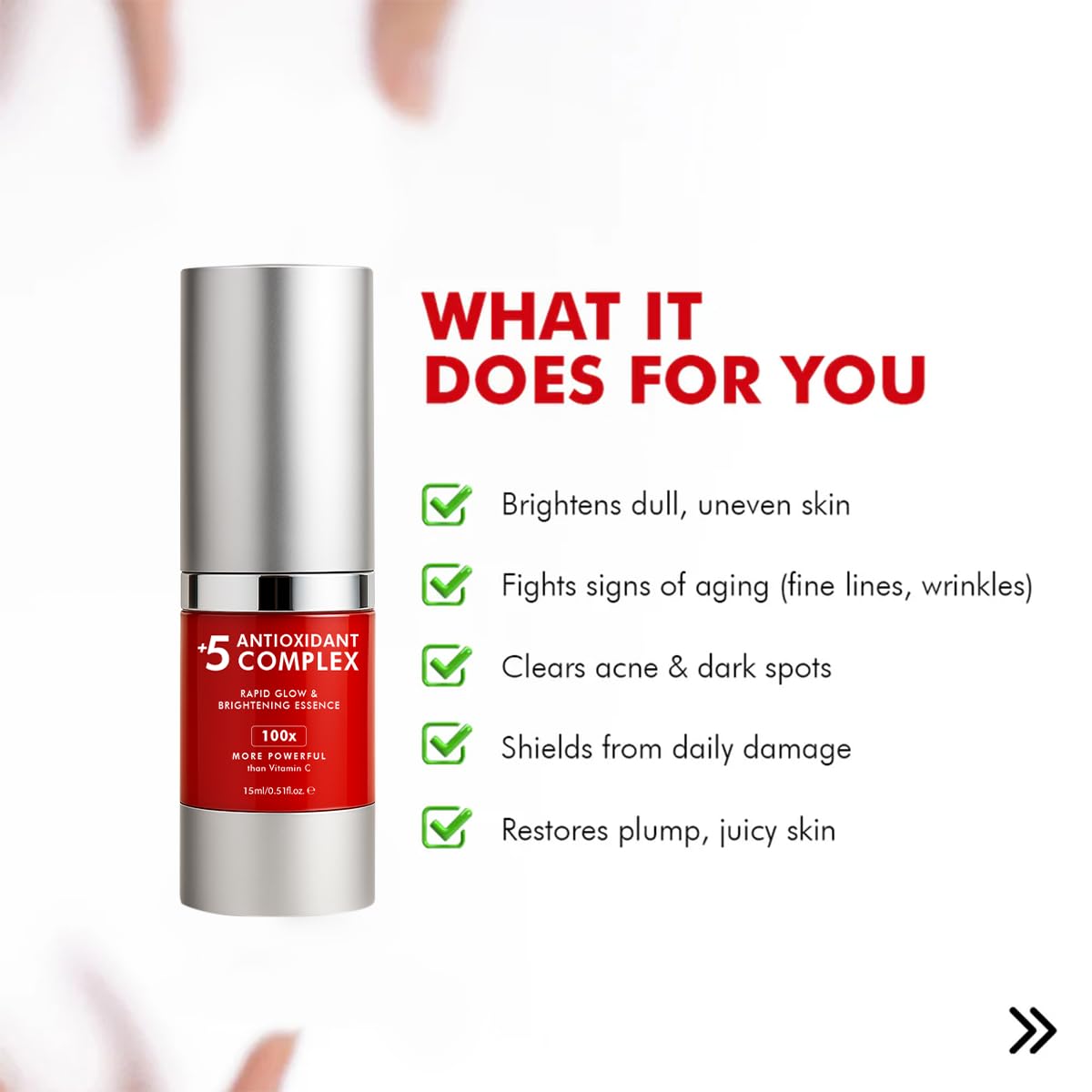 Conscious Chemist® Rapid Glow & Brightening Essence | Face Serum with 5 Antioxidant Complex (100X Stronger Than Vitamin C), Vitamin E & Retinol | For Radiant, Even-Toned Skin, For Men & Women, All Skin Types – 15ml