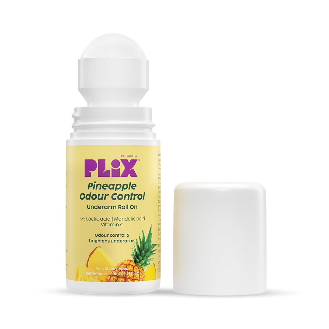 The Plant Fix Plix Pineapple Odour Control Underarm Roll-On (50Ml) With 5% Lactic Acid & 1% Mandelic Acid, Prevents Body Smell, Brightens Skin & Exfoliates Underarm, Alcohol Free - Lotion