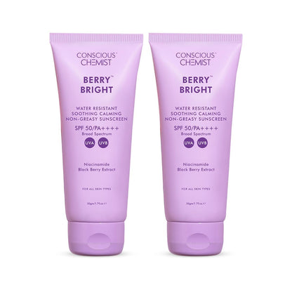 Conscious Chemist® Sunscreen SPF 50 PA++++ | 50g | Sunscreen for Oily Skin, Gel Sunscreen, Niacinamide with Black Berry Extract, Hybrid Lightweight, All Skin Types - Berry Bright