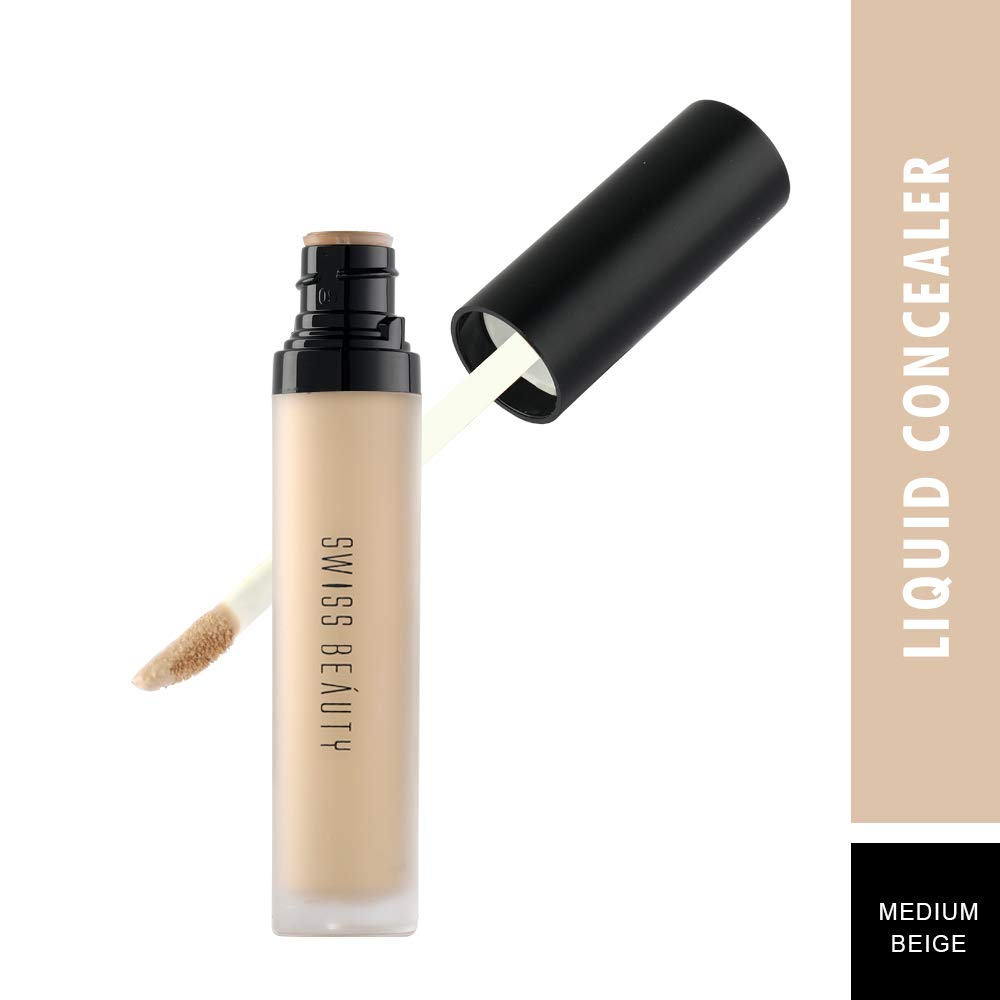 Swiss Beauty Liquid Light Weight Concealer With Full Coverage |Easily Blendable Concealer For Face Makeup With Matte Finish | Shade- Light - Moyen, 6g