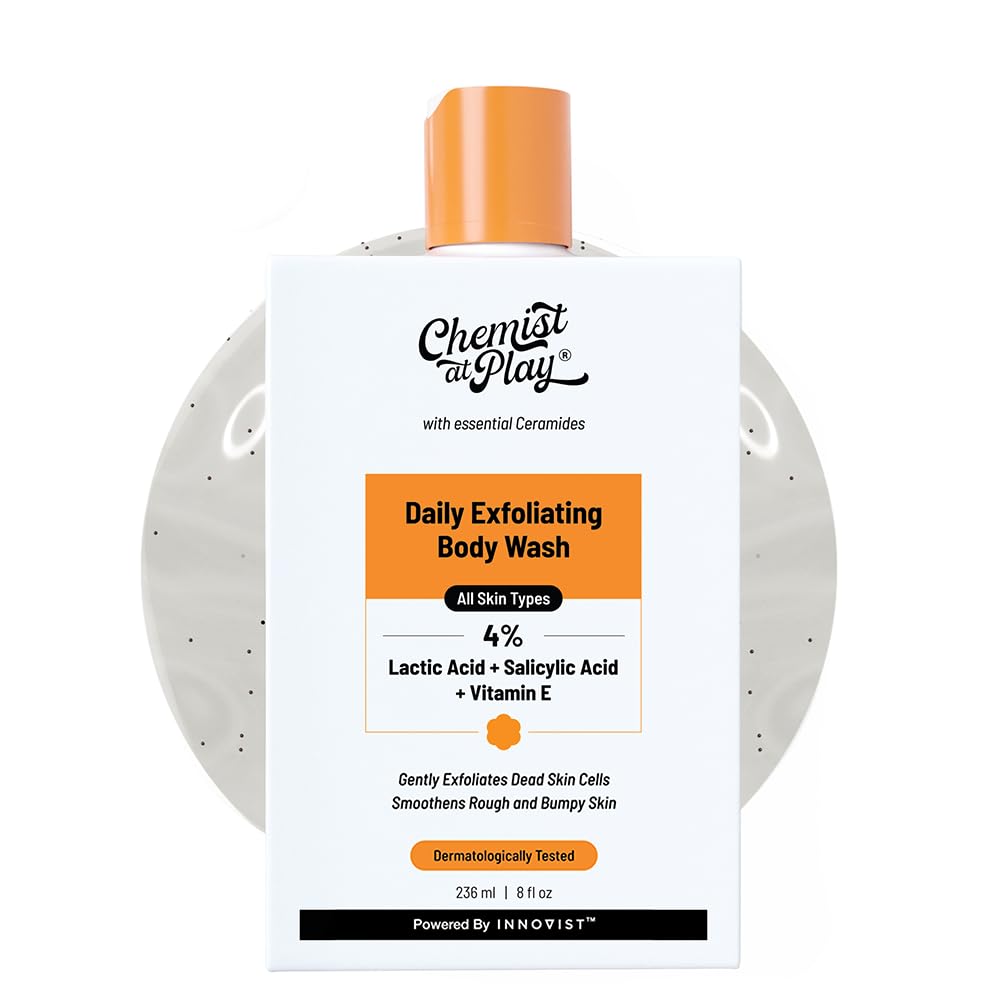 Chemist At Play Exfoliating Kit | Exfoliating Body Wash Removes Tan | Underarm Roll On Fights Odour & Brightens Underarm | AHA Body Lotion Nourishes Skin | 140ml