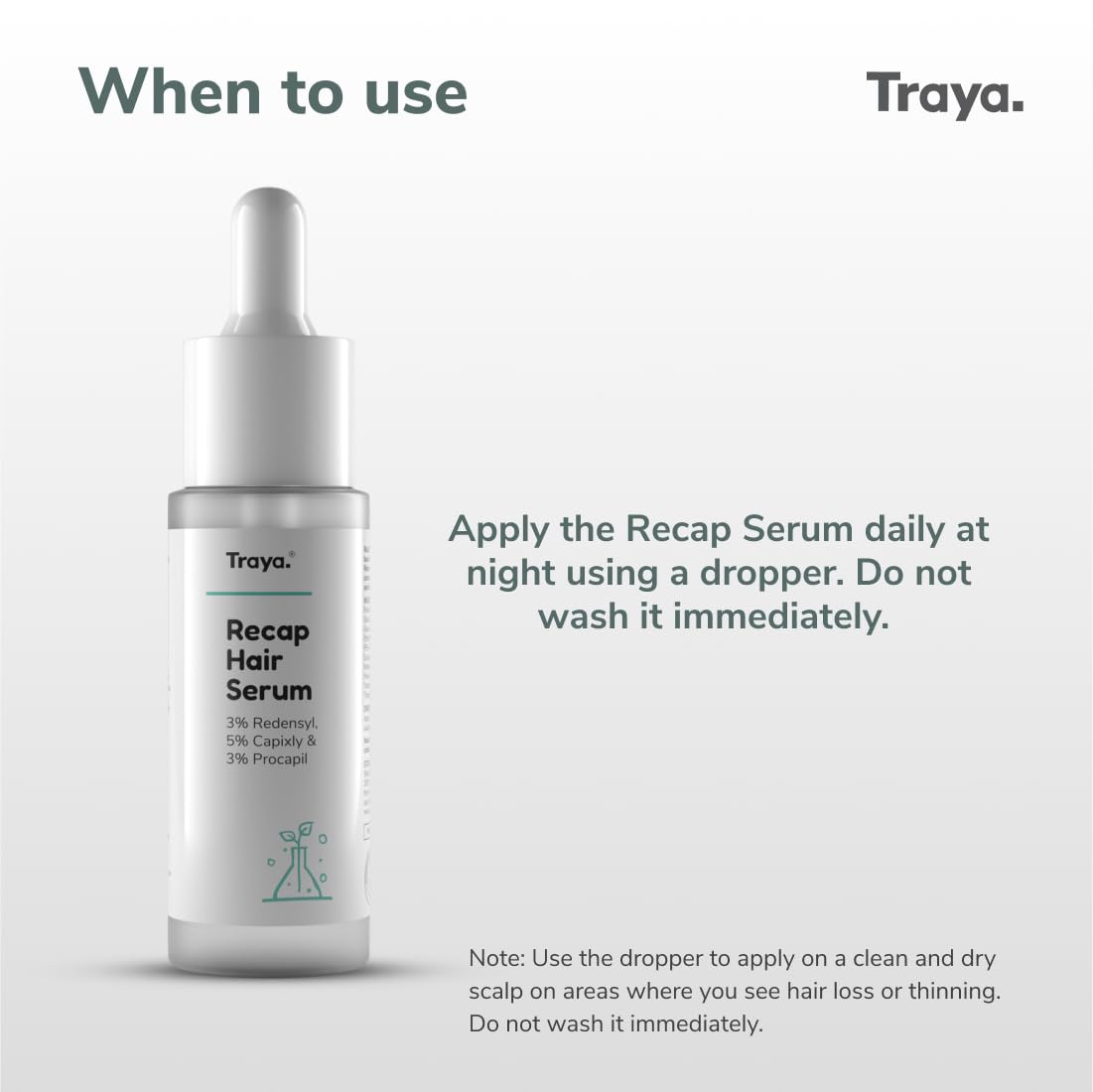 Traya Natural Hair Growth Serum With 3% Redensyl, 5% Capixyl, 3% Procapil For Increasing Hair Thickness, Natural DHT Blocker, For Hair Fall Control & Growth (30Ml)