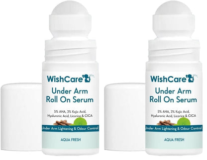 WishCare Underarm Roll On For Women & Men | Reduces Pigmentation, Brightens Skin & Prevents Body Odour | With AHA, Kojic Acid & Hyaluronic Acid | Long Lasting Aqua Fragrance | 50ml