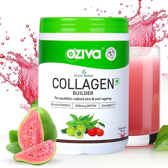OZiva Phyto Ceramides+ Collagen Builder Supplements | Veg Collagen Powder for Women | Supplement for Skin Hydration, Moisture Retention & Barrier Repair | Blueberry, 30 Sachets