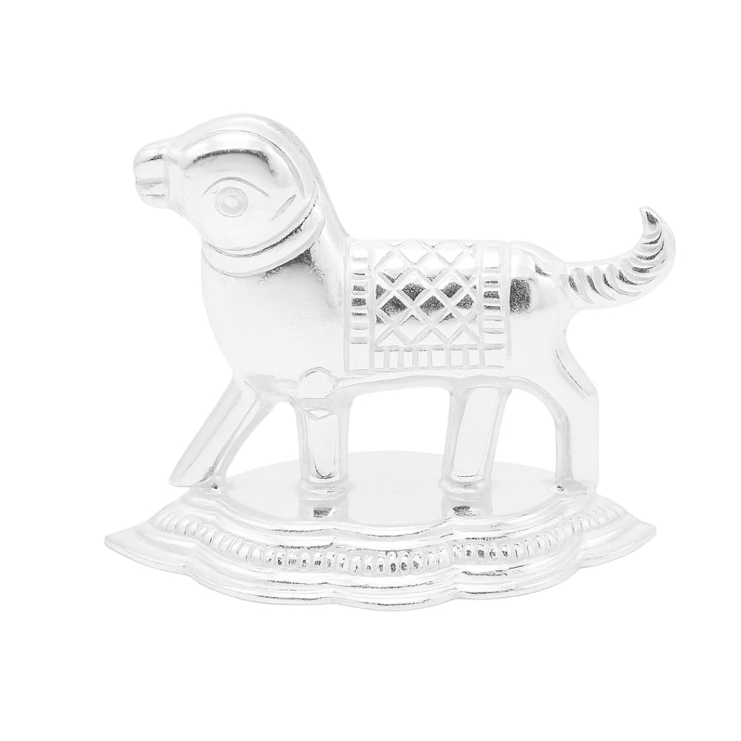 Vail Creation German Silver Kamdhenu Cow and Calf Idol Decoration for Pooja Room Gift Worship Office Home Decor Items | Silver Cow and Calf Statue