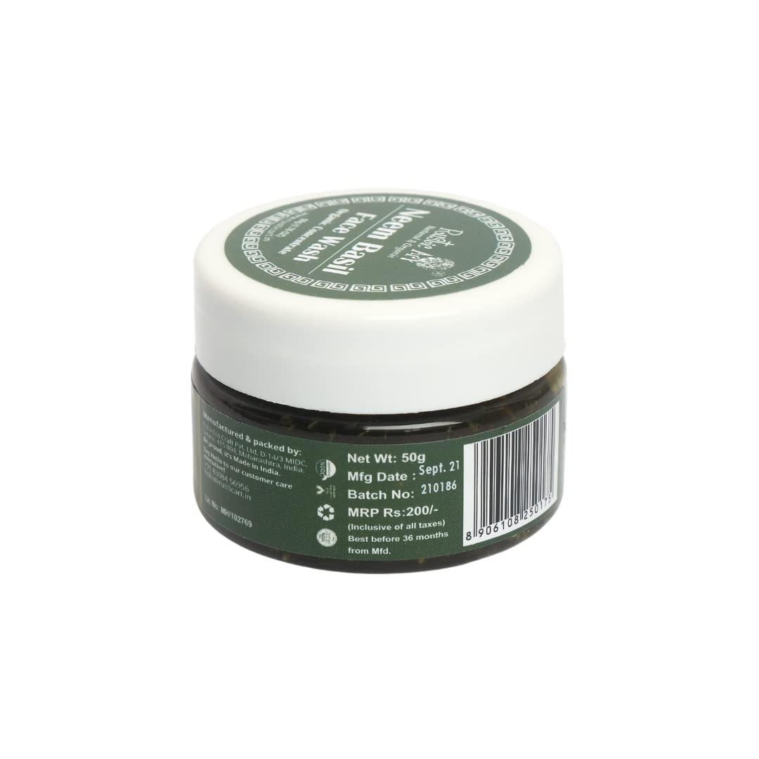 Rustic Art Neem Basil Face Wash Concentrate | Acne & Pimple Control | Deep Cleansing 3X Long Lasting Gel | Organic & Herbal | Sulphate & Paraben Free | Best for Oily & Acne-Prone Skin | 50g