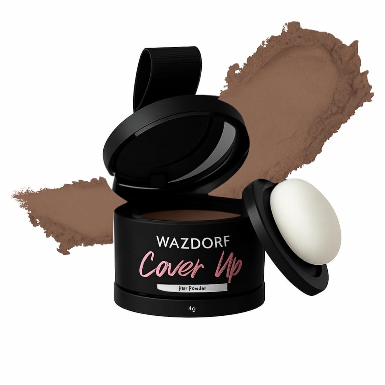 Wazdorf Black Hair Powder - Conceals Grey Roots & Bald Spots, 4g