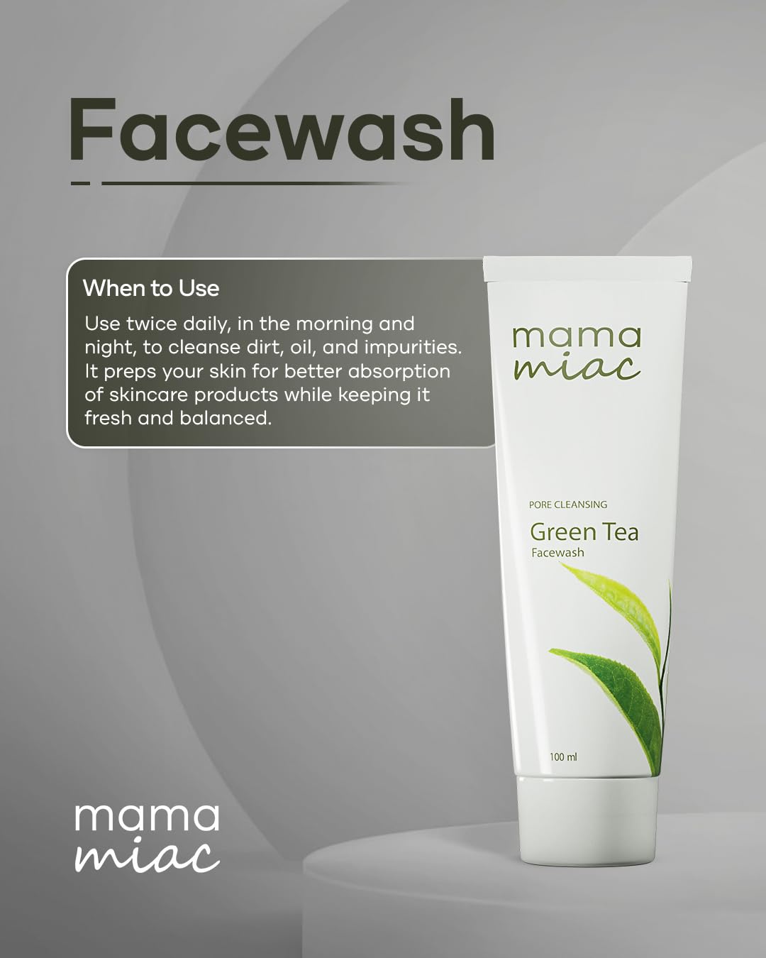 MAMAMIAC Green Tea Deep Cleansing Face Wash - 100ml | For Oil Control, Bright & Clear Skin